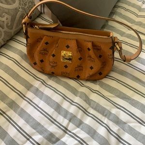 MCM Visetos Mini Hobo Shoulder Bag Cognac